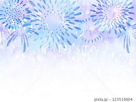 水彩で描いた花火の背景イラスト 123519804