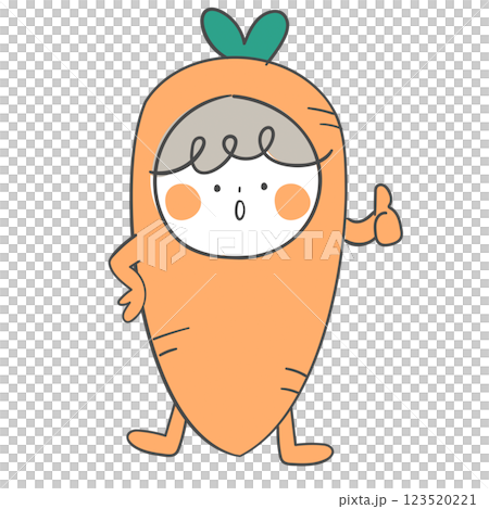 An illustration of a character in a carrot costume 123520221