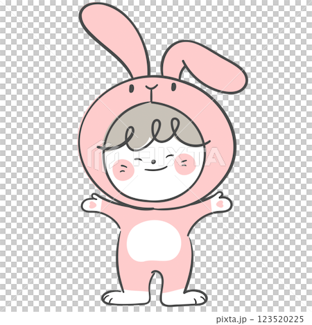 An illustration of a character in a pink rabbit costume An illustration of a character in a pink rabbit costume 123520225