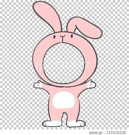 Illustration of pink rabbit costume with a face cutout 123520226