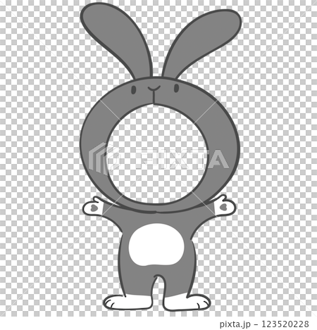Illustration of black rabbit costume with a face cutout Illustration of black rabbit costume with a face cutout 123520228