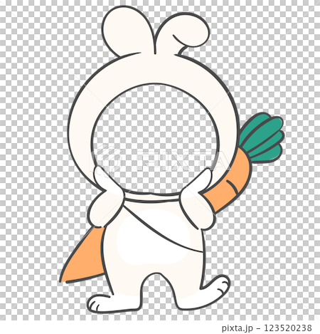 Illustration of white rabbit costume with a face cutout Illustration of white rabbit costume with a face cutout 123520238