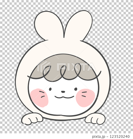 An illustration of a character in a white rabbit costume 123520240