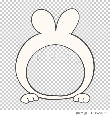 Illustration of white rabbit costume with a face cutout 123520242