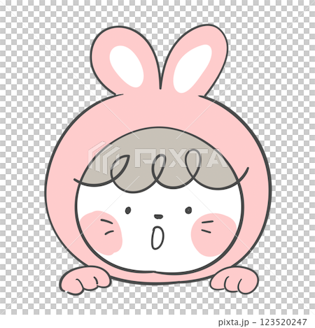 An illustration of a character in a pink rabbit costume An illustration of a character in a pink rabbit costume 123520247