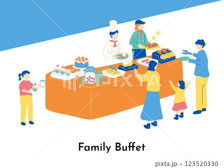ビュッフェを楽しむ人達 123520330