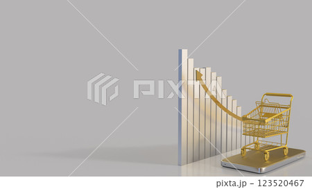 The Gold Shopping cart for Business concept 3d Rendering. The Gold Shopping cart for Business concept 3d Rendering. 123520467