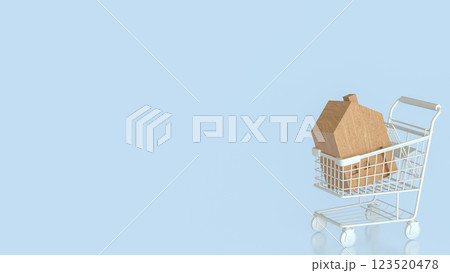 The House in Shopping cart  for property or real estate  concept 3d Rendering. 123520478