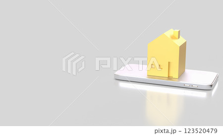 The House on mobile for property or real estate  concept 3d Rendering. 123520479