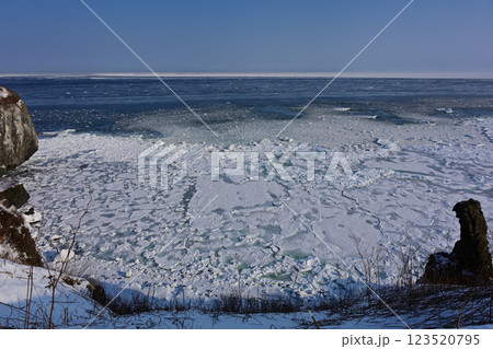 能取岬からの流氷 能取岬からの流氷 123520795