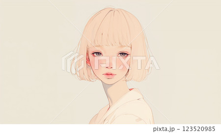 若い女性の水彩イラスト 123520985