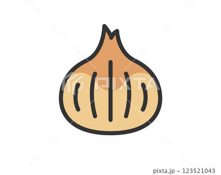 玉葱のアイコン（線画カラー）のイラスト 123521043