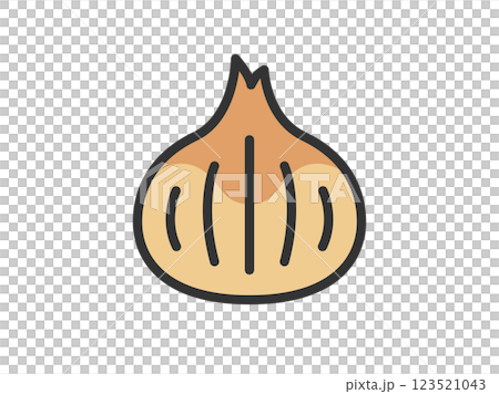 玉葱のアイコン（線画カラー）のイラスト 123521043
