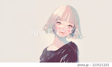 若い女性のポートレート水彩イラスト 123521101