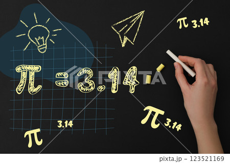 Pi day, school blackboard, for Pi day holiday. Pi day, school blackboard, for Pi day holiday. 123521169