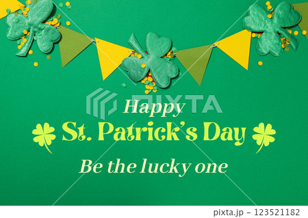 St. Patrick's Day inscription on a green background: "Happy Patrick's Day". St. Patrick's Day inscription on a green background: "Happy Patrick's Day". 123521182