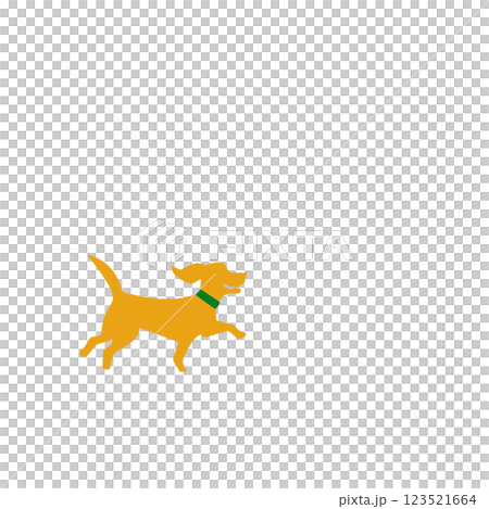 カラフルでシンプルな犬が嬉しそうに走っているイラスト素材 123521664