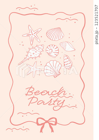 貝殻フレーム背景イラスト 123521707