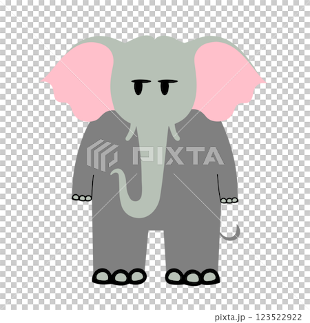 シンプルでユニークな表情をした象のイラスト素材 123522922