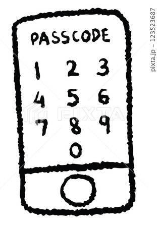 Hand drawn crayon illustration of mobile phone outline for kid colouring book, art, sketch, decoration, sticker, sign, symbol, communication, logo, icon, patch, kids drawing style, brooch, numbers 123523687