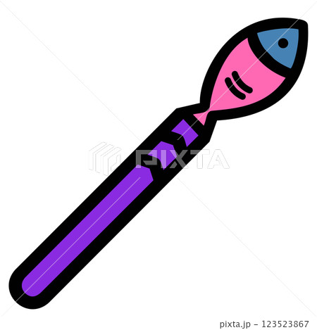 カラフルで可愛い魚の形をした魔法の杖のイラスト素材 123523867