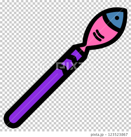 カラフルで可愛い魚の形をした魔法の杖のイラスト素材 123523867