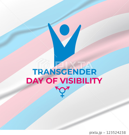 Transgender Day of Visibility Celebration with Abstract Figure and Waving Pride Flag 123524238