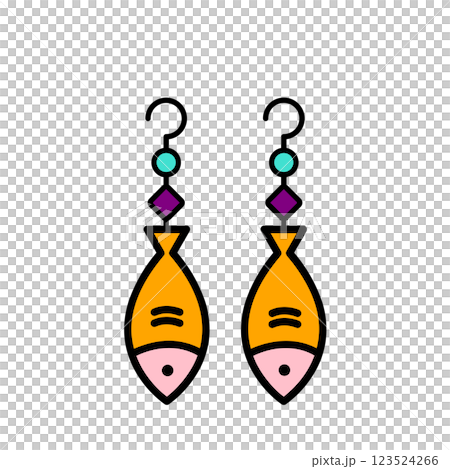 彩色魚形耳環材料 123524266