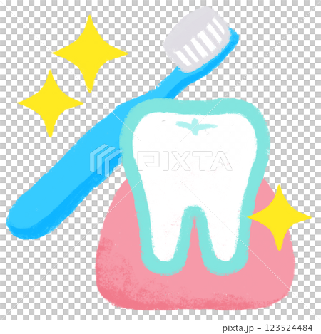 Simple illustrations, crayon touch, oral care Simple illustrations, crayon touch, oral care 123524484