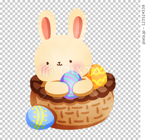 Hand-Drawn Happy Easter with bunny and egg illustration Hand-Drawn Happy Easter with bunny and egg illustration 123524539