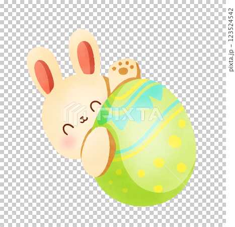 Hand-Drawn Happy Easter with bunny and egg illustration Hand-Drawn Happy Easter with bunny and egg illustration 123524542