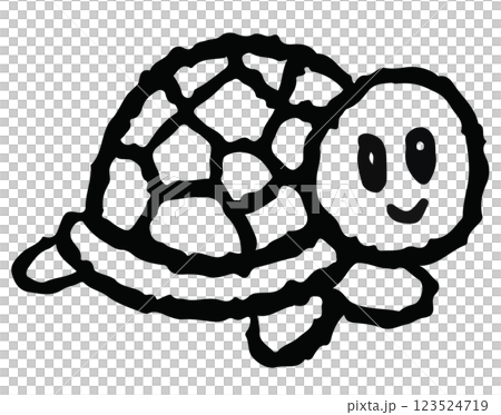 Hand drawn crayon outline of turtle for kid colouring book, animal, zoo, souvenir, cartoon characters, comic, mascot, cute patch, shirt print, sticker, toy, kid doll, trip, travel, vet, icon, art 123524719