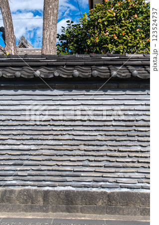 築地塀と観音寺 123524737