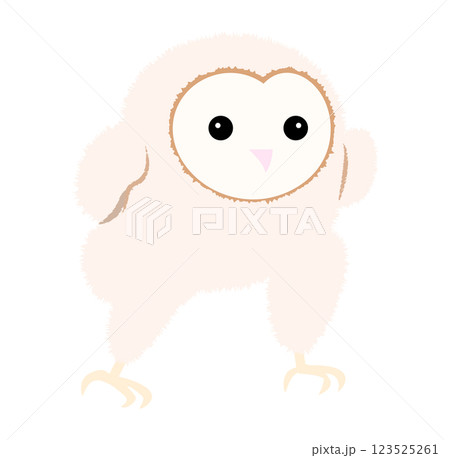 地面を走るメンフクロウの赤ちゃんのベクターイラスト 123525261