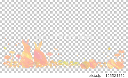 Beautiful Easter frame background illustration with silhouettes of rabbits and eggs Beautiful Easter frame background illustration with silhouettes of rabbits and eggs 123525332