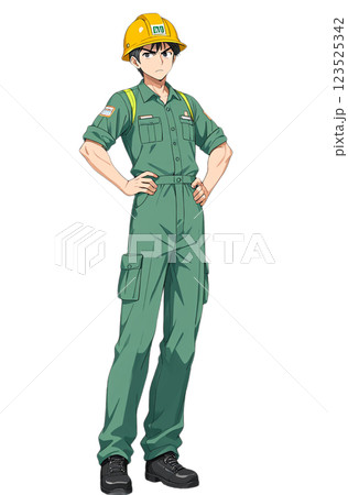 工事現場作業員の立ち絵イラスト 123525342