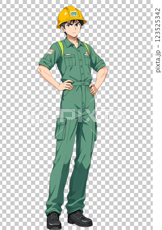 工事現場作業員の立ち絵イラスト 123525342