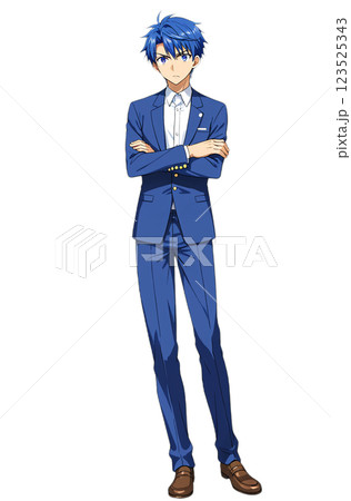 腕組みするスーツの男性イラスト 123525343