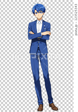 腕組みするスーツの男性イラスト 123525343