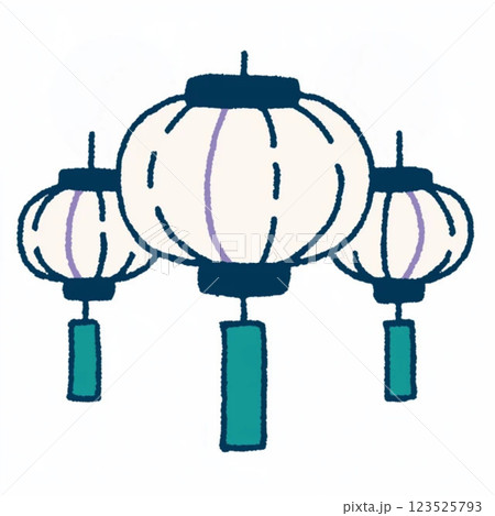 ぼんぼりのイラスト、三連、ひな祭り、アイコン、素材 123525793