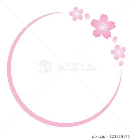 桜　フレーム　ピンク　右上に桜 123526176