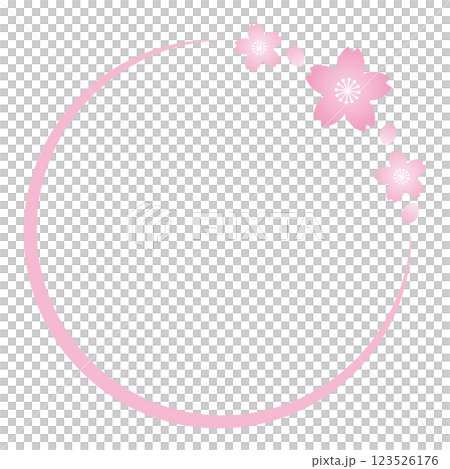 桜　フレーム　ピンク　右上に桜 123526176
