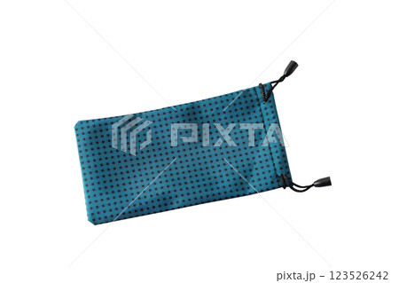 Fabric cotton small bag or clothes drawstring bag on white background. Fabric cotton small bag or clothes drawstring bag on white background. 123526242
