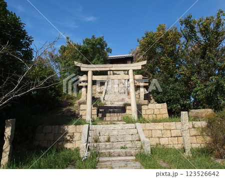 小さな神社 神社 鳥居 石段 青空 小さな神社 神社 鳥居 石段 青空 123526642