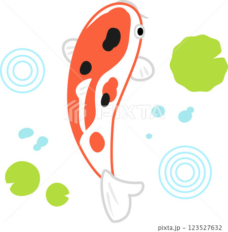 上から見た錦鯉のデフォルメイラスト 123527632