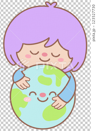 Girl Hug Globe Character World Earth Day 123527730