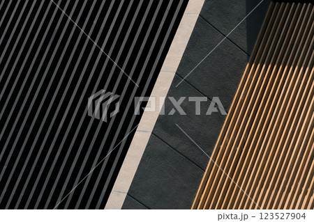 gray cement and wood panel in detail of architecture background 123527904