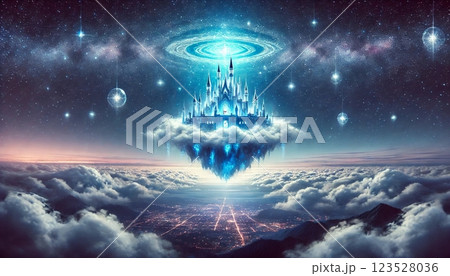 星空に浮かぶ幻想的な天空の城 星空に浮かぶ幻想的な天空の城 123528036