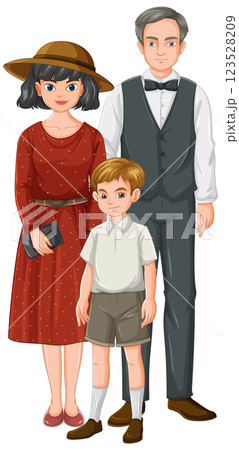 Vintage Family Portrait Illustration 123528209