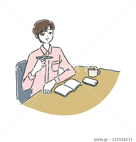 何を書こうか考えている人物 何を書こうか考えている人物 123528215
